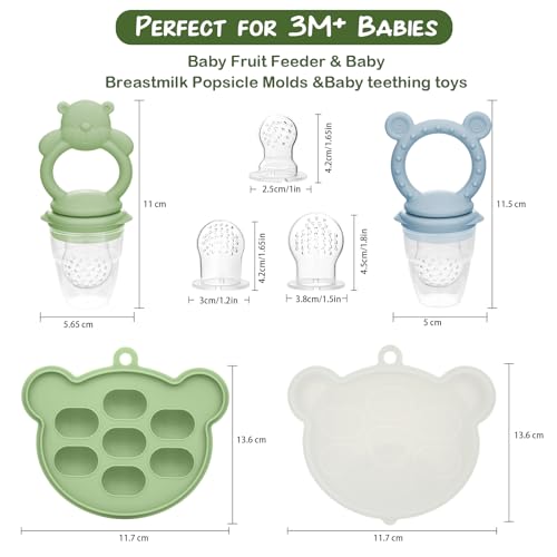 Baby Breastmilk Popsicle Molds & Baby Fruit Feeder (6 Pack), WAJIAYON Infant Food Freezer Tray Storage Containers, Silicone Teething Pacifier Feeder and Teether for Babies,Babies Feeder - color: 2-Blue