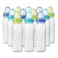 Evenflo Feeding Classic Clear Plastic Standard Neck Bottles for Baby, Infant and Newborn - Teal/Green/Blue, 8 Ounce (Pack of 12) - color: Teal / Green / Blue