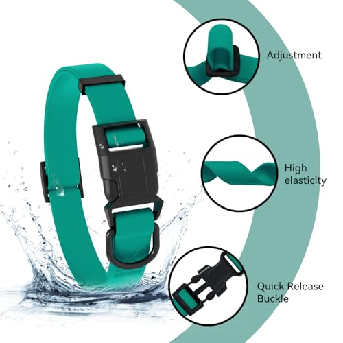 Waterproof Dog Collar, Easy to Clean Rubber Dog Collars with Quick Release Buckle Fits Small Medium or Large Dogs (Emerald Green, S < 9.5-14.1 inch) - color: Emerald Green, size: S (9.5-14.1 inch)