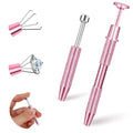 2Pcs Piercing Ball Grabber Tool for Changing Jewelry, Stianless Steel Flat Back Earring Applicator Internally Threaded Push Pin Piercing Grabber Tool - color: Pink-B