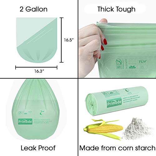 Compost Bags, Compostable Trash Bags 2.6 Gallon Compostable Bags, Small Compost Bags for Countertop bin Extra Thick 0.71 Mil. ASTM D6400 Certified By BPI and TÜV AUSTRIA (2.6 Gallon, 200 Units) - size: 200 Count (Pack of 1), style: 2.6 Gallon