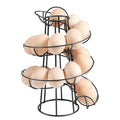 Flexzion Egg Skelter Modern Spiral Egg Holder Countertop (Medium Egg Display) - Freestanding Wired Countertop Egg Holder for Fresh Eggs, Dispenser Stand, Storage Rack for Kitchen, Black | Wire Chicken Egg Basket and Rotating Skelter Rack for Fresh Egg Sto