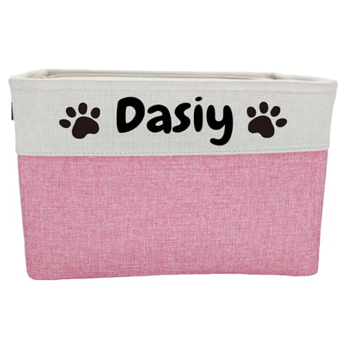 Large Personalized Dog Toy Basket Custom Dog Toy Box Foldable Dog Gift with Pet's Name for Dog Chew Toys, Clothing,Stuff - color: Personalized, size: L:17"L x 13"W x 10"H