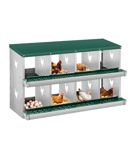 Garvee Chicken Nesting Box, 8 Compartment Metal Nesting Box | Wall Mount Chicken Nesting Boxes for Laying Eggs,Easy Egg Collection,8 Room Nest Boxes for Chickens - color: Red, size: Green 8 Compartment