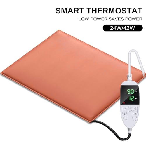 Chicken Heating Pad Baby Chicks Heater Mat Temperature and Timer Adjustable Led Display Chicken Warming Blanket Heated Mat with Anti Bite Cord Chick Brooder Heating Mat Orange 11.7" X 15.6" - size: 15.6"L x 11.7"W x 0.4"H