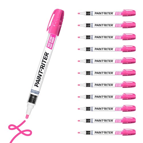 Markal 96053 Paint-Riter+ Valve Action Marker, Versatile Surface Compatibility, Bold Mark Size 1.8", Fluorescent Pink 12-Pack - color: Fluorescent Pink