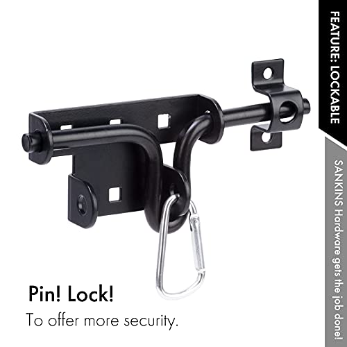 Slide Bolt Gate Latch Door Lock with Padlock Hole, Normal, 1pcs | Heavy duty black sliding bolt gate latch for wooden fence,barrel bolt latches for wooden vinyl fence barn shed, solid - size: normal
