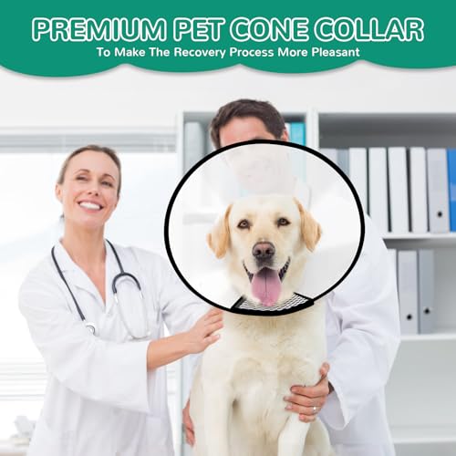 GLADOG Soft Dog Cone Collar – 3 Similar Sizes per Set (S/M/L) for Better Fit, XL Single Size – Cone for Dogs to Stop Licking, Adjustable E Collar for Dogs After Surgery, Elizabethan Collar for Dog - size: L（Large Dog）