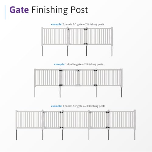 WamBam 4ft White Vinyl Finishing Post | No Dig, Steel Pipe Anchor, for Nantucket, Sturbridge, and Westport Fences, BL19042 - color: 4ft Tall Finishing Post