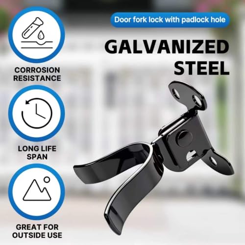 2 Pcs 1-3/8" Flat Back Wall Mount Chain Link Gate Latch, Gate Latches for Metal Gates, Suitable for Wooden Door Frames or Walls, Black ﻿ - color: 2 Pcs Black