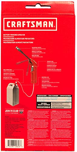 CRAFTSMAN Battery Powered Sprayer Wand (CMXCAFG190640) Easily Attaches to Most Ready to Use Chemical Bottles for Gardening, Lawn and Disinfecting