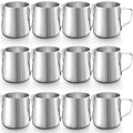 Honeydak 12 Pcs Milk Frothing Pitcher 304 Stainless Steel Steaming Pitchers for Coffee Bar Cappuccino Barista Tools Milk Jug Steamer Frother Cup (8 oz) - color: bright silver, size: 8 oz