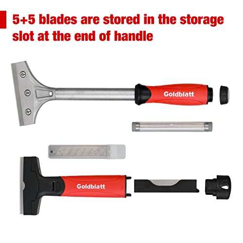 Goldblatt 2 Pieces Glass Scraper Set with 20pcs Blades, Razor Scraper Tools | Razor Blade Scraper, 12" Long for Reach, Soft Grip, Remove Adhesive, Sticker, Paint & Decal, for Window, Tile & Floor