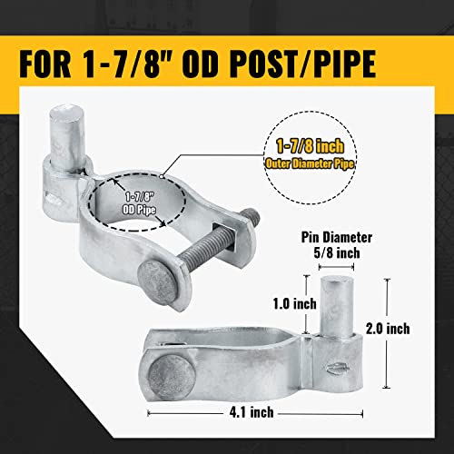 VIVIDA 1-7/8" Chain Link Gate Hinge 4 PCS, Galvanized Pipe Post Hinge for 1-7/8" OD Pipe, Chain Link Gate Hardware (Pack of 2) - size: 1-7/8" (4 PCS) (Pack of 2)