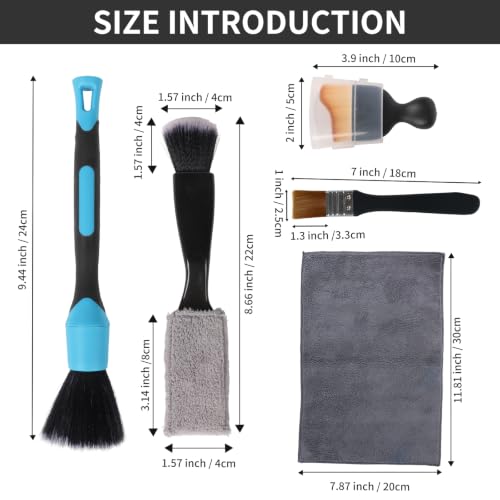 Car Interior and Exterior Soft bristles Detail dust Brush Interior dusting Brush Dashboard Cleaning Brush Home Office dusting Tools+ Double-Sided Suede Cleaning 11 Pack Kit - color: Mixture