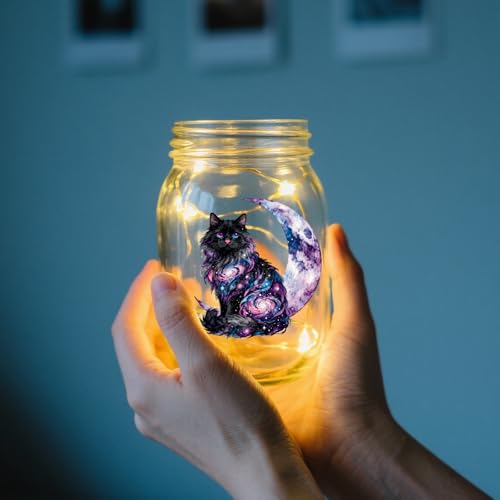 GLOBLELAND 18 Sheets Star Animals Transfer Sticker for Cup Crafts Waterproof 3.9x3.6 inch Universe Cat Decal Stickers Dreamlike Bear Fox Rub on Transfer for Bottle Vase Glass Furniture Decor - style: Star Animals