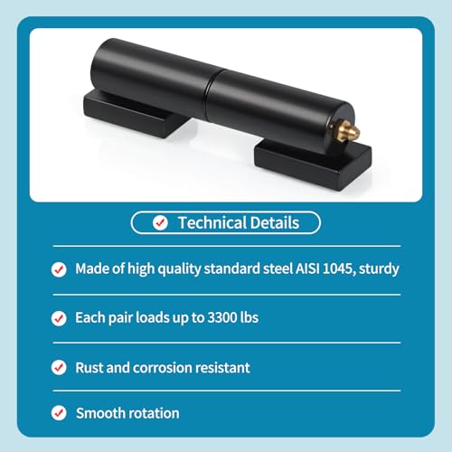 Skelang 5" Gate Hinges, Heavy Duty Barrel Gate Hardware, Weld-on Mount for Swing Gate, Trailer Lift Gate, Tube Gate, Total Load Capacity 3300 Lbs, 2 Sets - size: 5 Inch