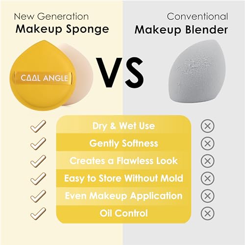 COOL-ANGLE Makeup Sponge Set, Latex-Free X-Large Blender Puffs, 4Pcs | Liquid Foundation Blending, Powder Concealer Coverage, Wet Or Dry Dual Use, Washable And Reusable, Beginner Friendly Design - color: A9: 4XLarge Yellow