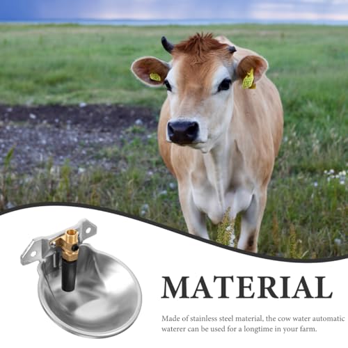 Totority Automatic Cow Water Bowl Stainless Steel Livestock Water Feeder Float Valve for Cattle Sheep and Pigs Convenient Self-Filling Design