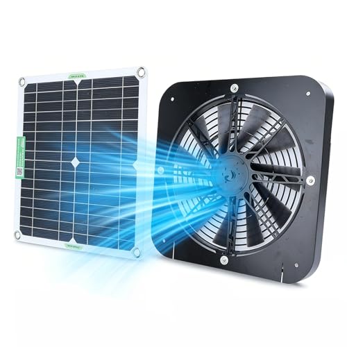 Pomya 100W Solar Fan Kits for Ventilation, 13.5 Inch Solar Powered Exhaust Fan with Monocrystalline Silicon Solar Panels for Greenhouse, Camping
