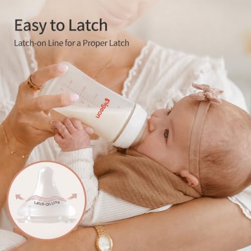Pigeon PP Wide Neck Anti-Colic Nursing Bottle, 8.1 oz, 4-Pack | Includes 4 M Nipples (3m+): Equipped with 4 natural-feel, medium-flow nipples; features a streamlined body for easy cleaning. - color: 8.1Oz, 4 packs