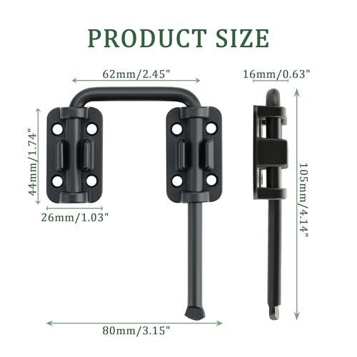 Mooche Sliding Door Lock,90/180 Degree Installation Loop Bolt Lock,Black | U-Bolt Lock Door Security Latch,U-Shaped Barn Door Lock Zinc Alloy Screws Included for Uneven Door Toilet Fence Garage - color: Black
