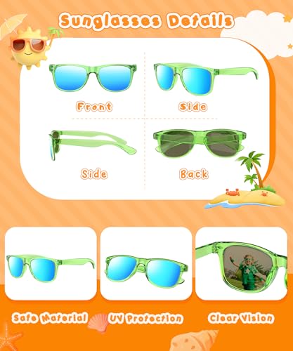 Sumsun Kids Sunglasses Bulk Party Favors 16 Packs Boys Girls Age 3-8 with UV400 Protection for Birthday Graduation Party Supplies (Solid color 16 Pack) - style: 16pc Solid Color