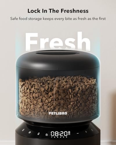 PETLIBRO Automatic Cat Feeder – 3L Programmable Pet Food Dispenser with Airtight Storage, Timed Portion Control, Voice Meal Call & Dual Power Supply, Clog-Free Healthy Feeding for Cats & Small Dogs - color: Black, size: 3l-basic No Cam&app