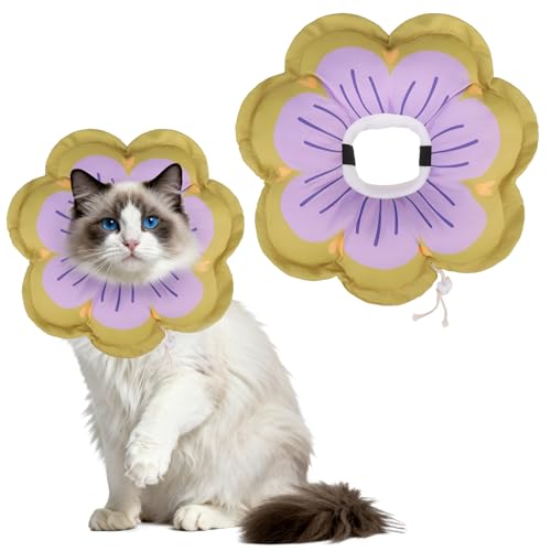 Cat Cone Collar Soft, Cat E Collar Recovery After Surgery to Stop Licking, Adjustable Waterproof Cute Neck Elizabethan Pet Kitten Puppy Donut Pillow for Cats Puppy Wound Healing, GreenL - color: Green, size: Large