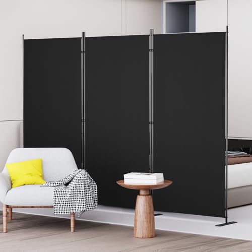 C-Hopetree 3 Panels Room Divider, 6 Ft Tall Indoor Folding Privacy Screen, Portable Partition Separator, Freestanding Separation Temporary Wall for Office, Bedroom, 102" W X 71" H, Black - size: 3-Panel
