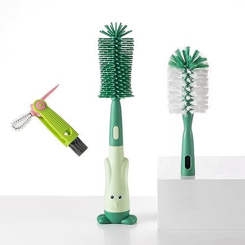 Silicone Baby Bottle Brush with Stand, Water Bottle Brush Cleaner Set | Cup Cleaning Brush, Multifunctional Cleaning Brush Set - color: Green 2