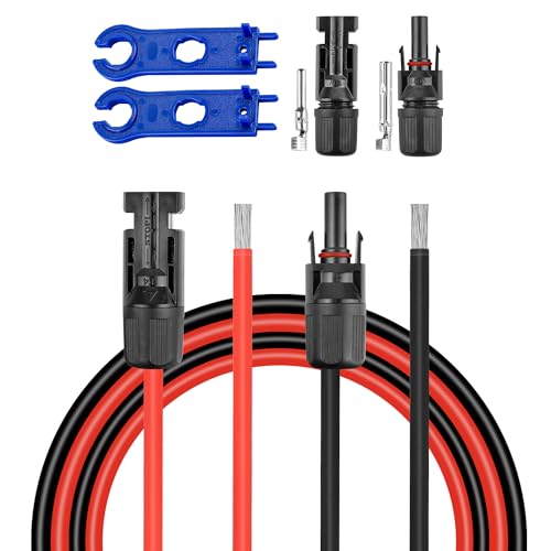 30 FT 10AWG Solar Panel Extension Cable,10 Gauge Extension Cord,5FT 10FT 20FT 30FT 50FT 100FT Solar Panel Wire with Extra Fair of Female and Male Connectors Solar Adapter for RV, Photovoltaic Systems - size: 30FT-10AWG