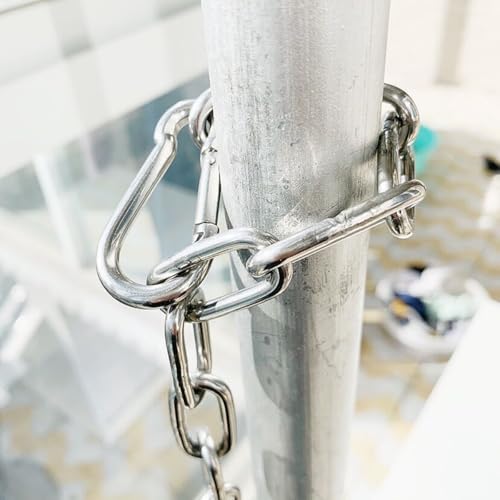 2Pcs Heavy Gate Chain Lock,Stainless Steel Chain with 4 Quick Locking Carabiner Clip Hooks for Livestock Horse Goat Cows Stall,Outdoor Fence Gate Chain Lock