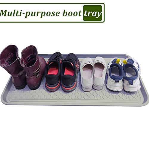 Large Multifunctional Boot Tray 2 Pack Boot Mat Washable Indoor or Outdoor Tray Mat Doormats for Shoes Boots Plants Pots Paint Tins Pet Bowls Car Storage, 30 x 15 x 1.2 Inches - color: Gray