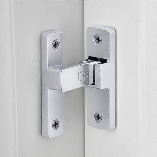 Silvery 90 Degree Zinc Alloy Barn Door Latch, Flip Gate Lock | Sliding Door Latch,Right Angle Door Lock,for bedroom,garage,balcony,barn,bathroom,drawer,window,cabinet,pet enclosures - color: Silvery_90 Degree