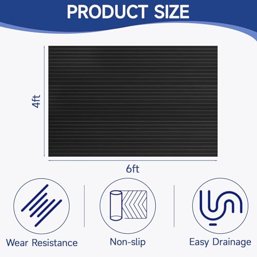 4 x 6 ft Horse Trailer Mat Rubber Waterproof Stall Mat with Shock Absorption and Cushioning Heavy Duty Non Slip Stable Pads for Livestock Trailers Stalls Driveways Garages Livestock Barn