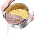 AUOON Pot Strainer Clip on Silicone, Large 10.45 x 4.33 in, Almond Rose | Fits Pots Pans Bowls, Dishwasher Safe, for Pasta Noodles Vegetable Fruits, Space-saving Kitchen Gadget - color: Almond Rose, size: Large 10.45 x 4.33 in
