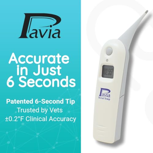 Pavia Pet Health Bundle | Veterinary Thermometer (6-Second Accurate Readings) + Power Pads Anti-Lick Wound Care | for Dogs, Cats & Horses | Essential Care Kit