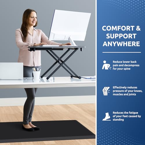 0.8" Thick Kitchen Mat Cushioned Anti Fatigue Rug Comfort Floor Mats | Water-Resistant, Non-Slip, Easy to Clean Comfort Floor Mat for Kitchen, Sink & Office, Multiple Colors & Sizes, 54" x 22" - color: Black, size: 54"L x 22"W x 0.8"Th