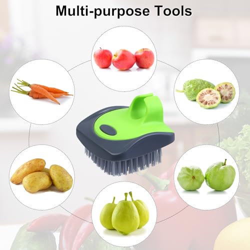 Aodaer Vegetable Brush Potato Scrubber Brush Silicone Hard and Soft Side Fruit Cleaning Tools for Delicate or Tough-Skinned Vegetables - color: Green