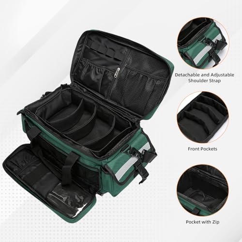 First Aid Bag,Medical Bag,First Responder Bag for Trauma,Medical Bag Organizer with Detachable Dividers for Nurses,Home Health Care,EMT(Bag Only) - color: Green