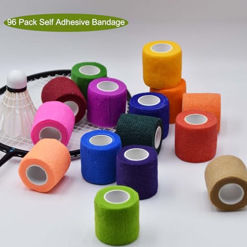 40 Rolls Self Adhesive Bandage Wrap Bulk Breathable Athletic Tape Elastic Cohesive Bandage Adhesive Wrap Roll for Sports Wrist Ankle, 2 Inch x 5 Yard (Multi Colors) - color: Rich