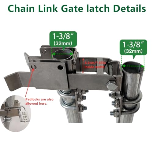 BiJun Chain Link Double Gate Latch for 1-3/8" Frames | No drop rod required,heavy duty galvanized steel,fits 4"-4.92" gaps,horizontally adjustable for residentialar outdoor fences