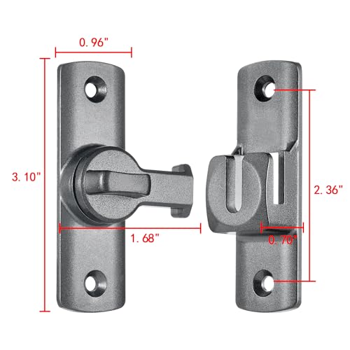 Grey Barn Door Latches,90/180 Degree Gate Lock_D | Aluminum Alloy Right Angle Door Lock Latch,Flip Gate Latches Hardware,Sliding Door Lock for Cabinets,Fence Gates,Pet Cage - color: Gray