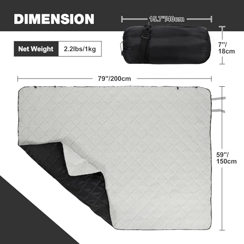 REDCAMP Large Outdoor Blanket 79"x59" Sherpa Fleece Lining, White | Cold Weather Warm Thick Outdoor Blanket Comfy Foldable & Windproof for Camping Stadium,Car,Picnics,Pet,Trip,Machine Washable - color: White&black/59"x79"