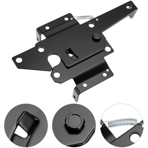 QWORK Heavy-Duty Self-Closing Gate Kit - 2 Sets, Hinges and Latch, Gate Hardware Kit, Includes 2 Latches, 4 Hinges