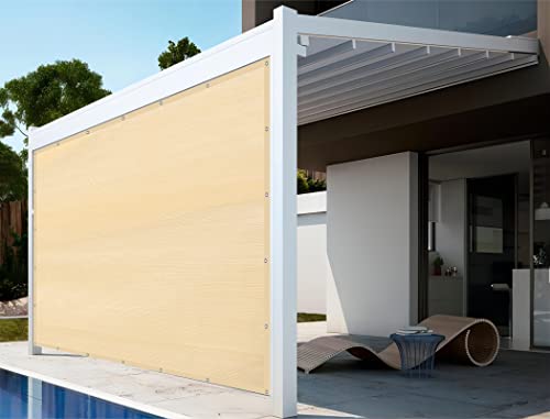 Shatex 90% Shade Fabric 6' x 10' Sun Shade Cloth with Grommets for Pergola Cover Canopy, Wheat, 12 Bungee Balls - color: wheat, size: 6x10ft
