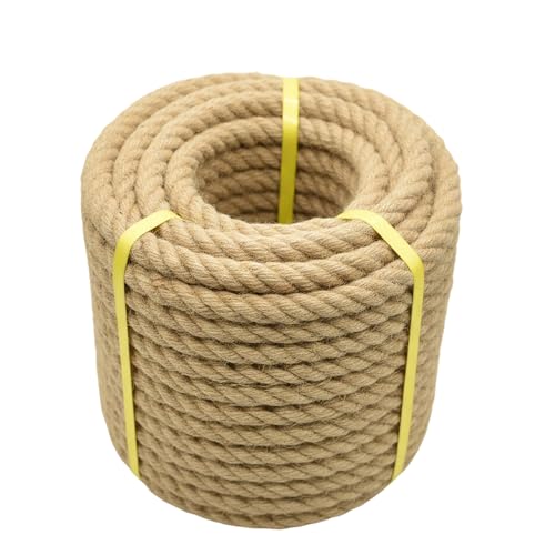 Jute Rope Natural Jute Manila Rope Nautical Hemp Rope Twisted Natural Thick Heavy Duty Ropes for Crafts, Bundling,Anchor, Hammock, Nautical, Cat Scratching Post, Railings,Decorate (3/4 in X 100 Ft) - size: 3/4 Inch×100 Feet