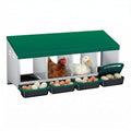 Chicken Nesting Boxes, 4 Compartment Metal Stainless Steel Chicken Laying Boxes with Removable Roll-Away Trays, Vented Holes & 2-in-1 Perch for Chickens Ducks Birds Green - color: Green, size: 1-Tier 4 Compartment
