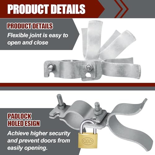 1-3/8" x 1-5/8" Chain Link Gate Latch, Silver | Galvanized, Fork Latch, Durable Chain Link Fence Lock, For Farm Use Property Ownersz - size: 1-3/8" x 1-5/8"